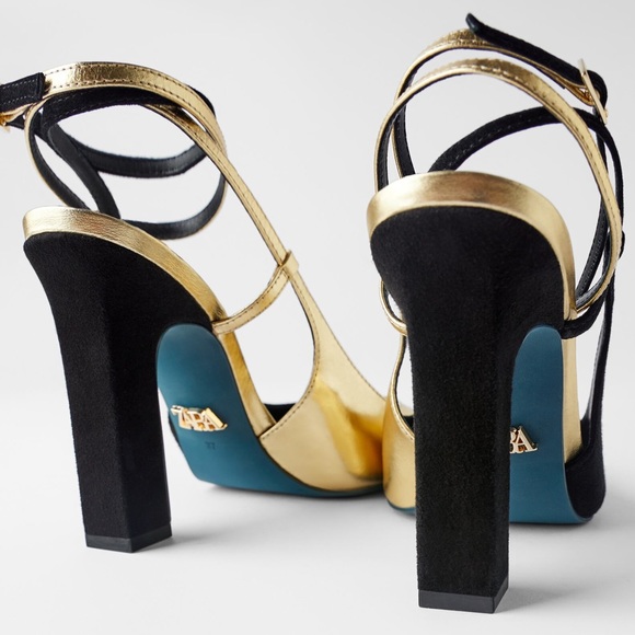 Zara BLUE COLLECTION COMBINATION LEATHER HIGH HEEL - Picture 5 of 7